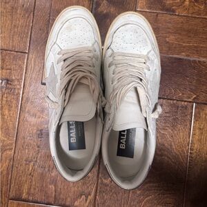 Golden Goose Ball Star Sneakers in Cream and White